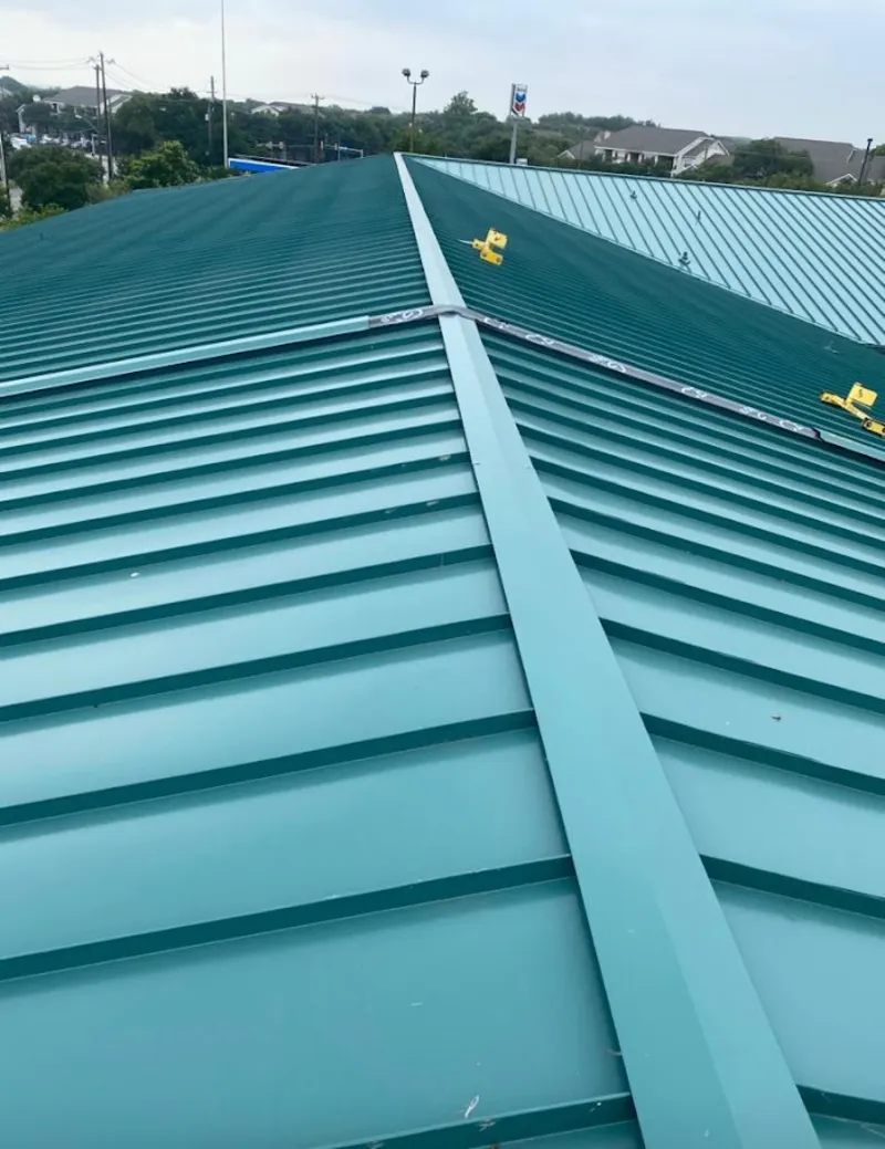 Green commercial metal roof ridge and valley for Metal Roof Repair in Upper St. Clair